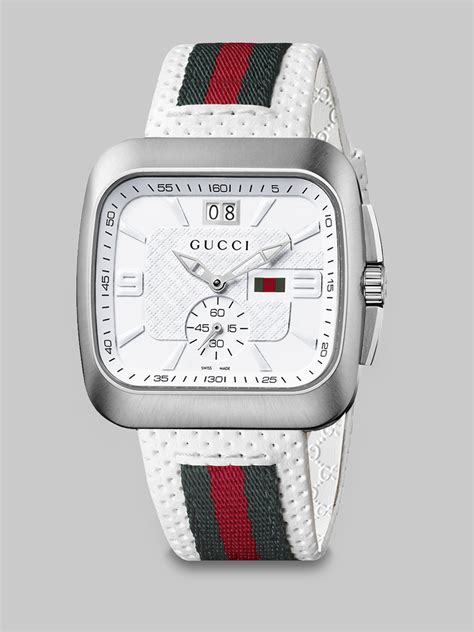 gucci watch white leather strap|Gucci leather strap replacement.